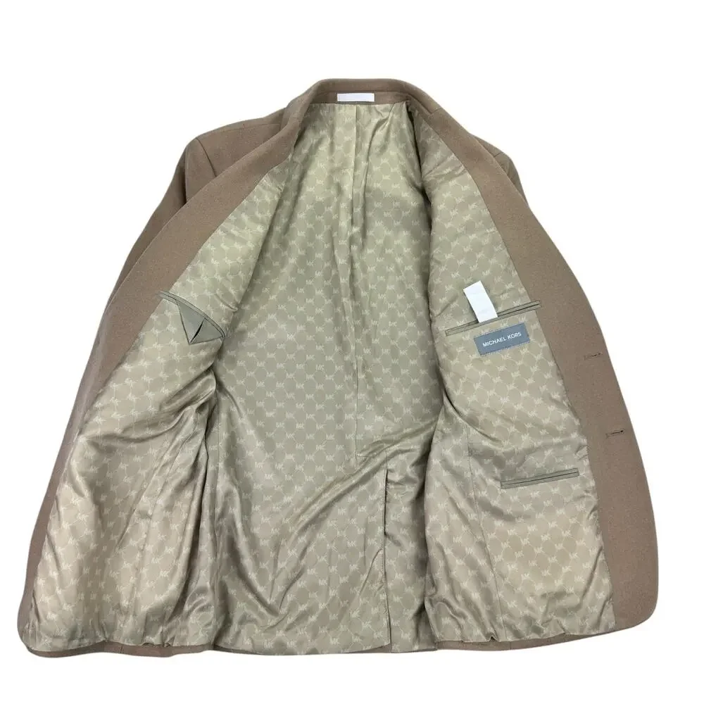 Michael Kors Mens Kipp Wool Cashmere Luxury Classic Fit Sport Coat Tan 40R